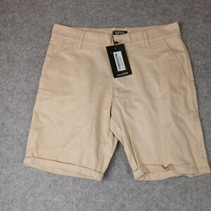 BoohooMAN Chino Shorts Mens 30 Stone Slim Fit BMM20024 Cotton Cuffed New